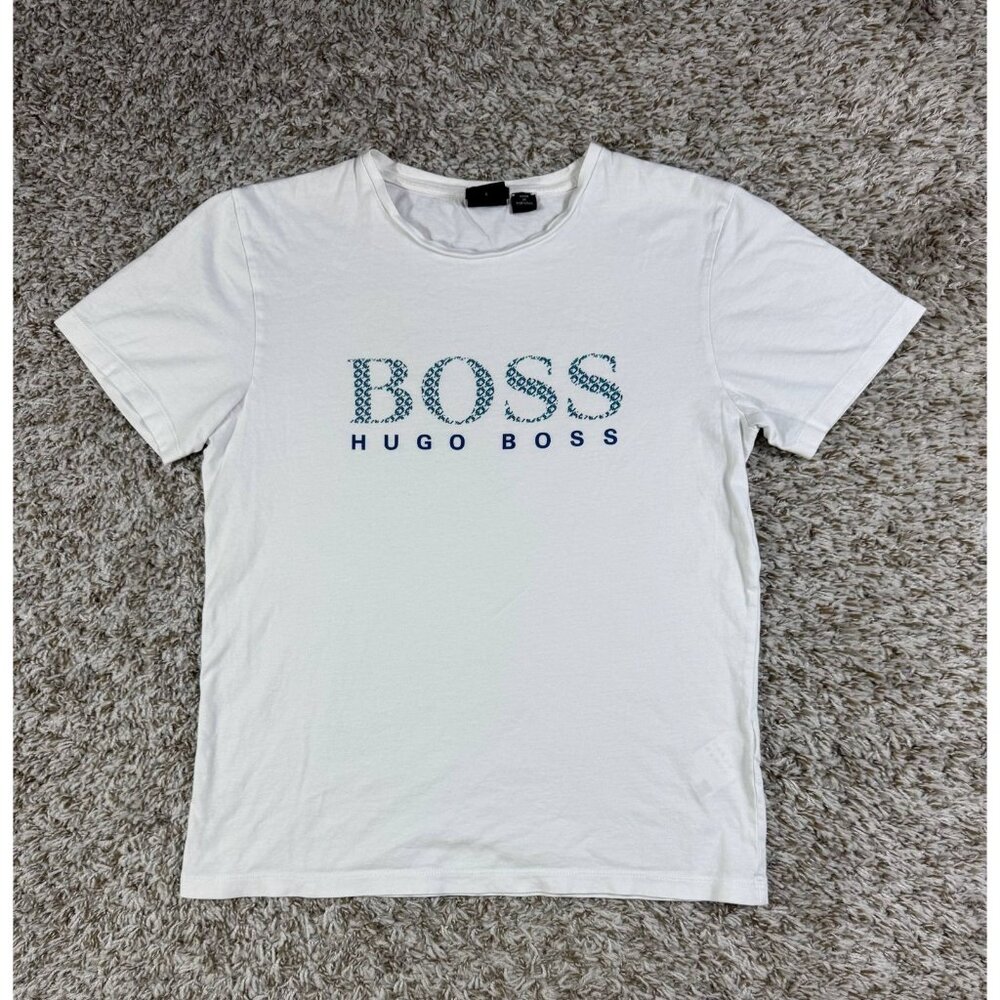 Hugo Boss Men’s Slim Fit T-Shirt Size S White Logo Graphic Tee Portugal